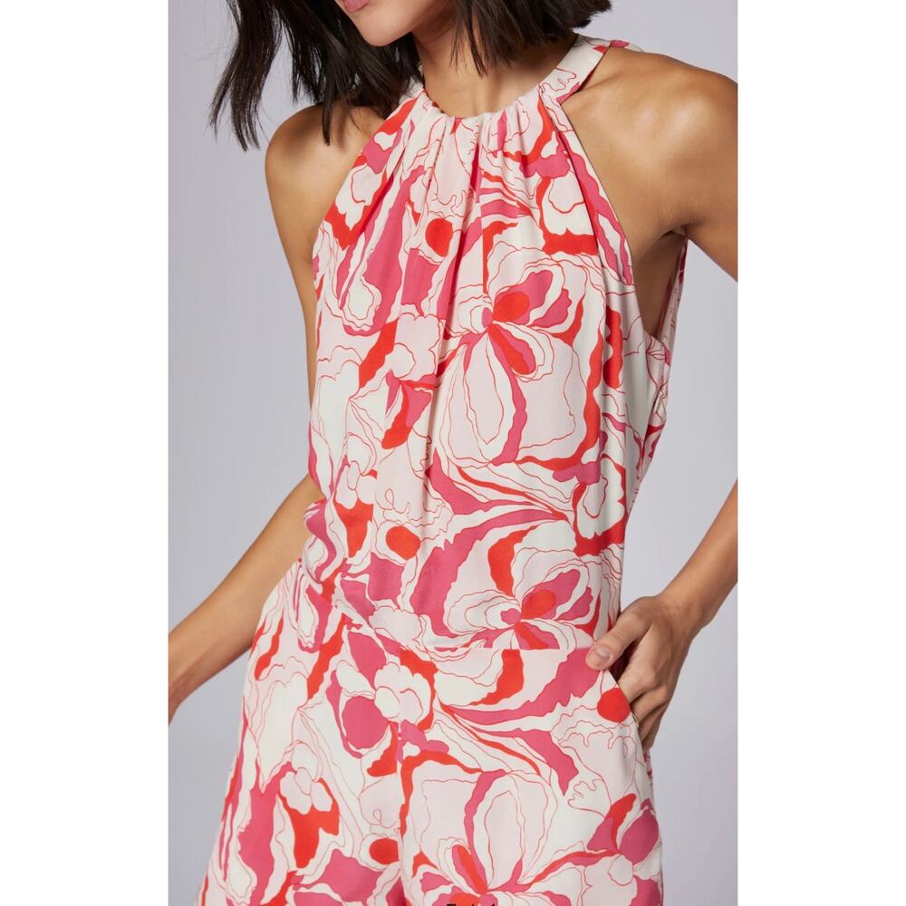 🌸✨ EQUIPMENT FEMME Halter Romper | Bold Floral Print | Size 2